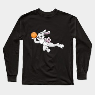 Rabbit as handball player with handball Long Sleeve T-Shirt